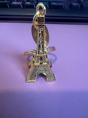 Gold Eiffel Tower Paris Keychain Charm